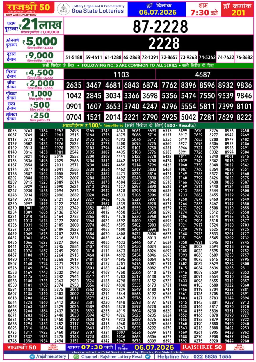 Lottery Result Today 06.07.26