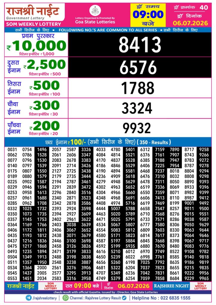 Lottery Result Today 06.07.26