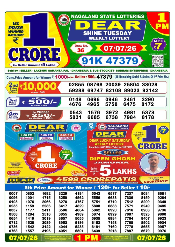 Lottery Result Today 07.07.26