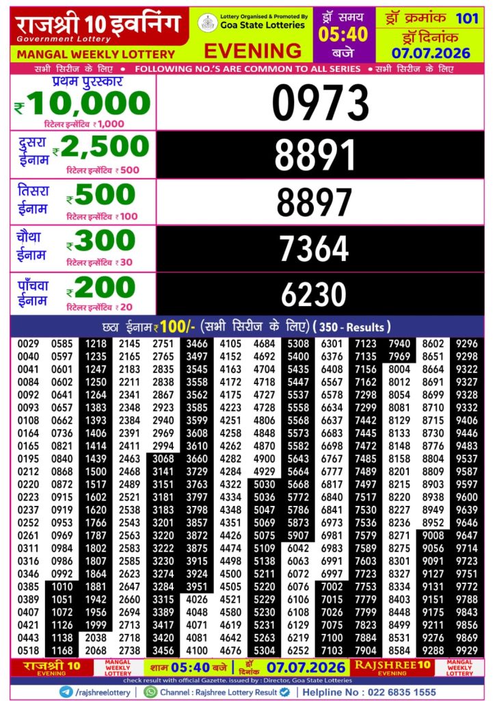 Lottery Result Today 07.07.26