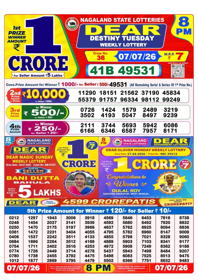 Lottery Result Today 07.07.26