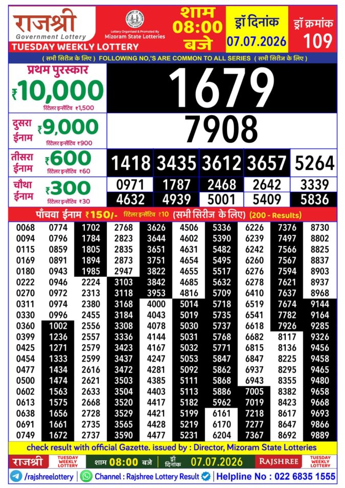 Lottery Result Today 07.07.26