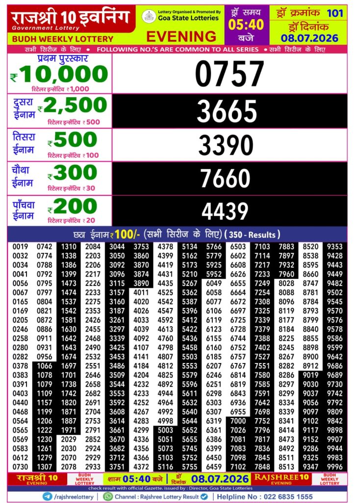 Lottery Result Today 08.07.26