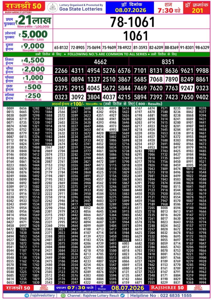 Lottery Result Today 08.07.26