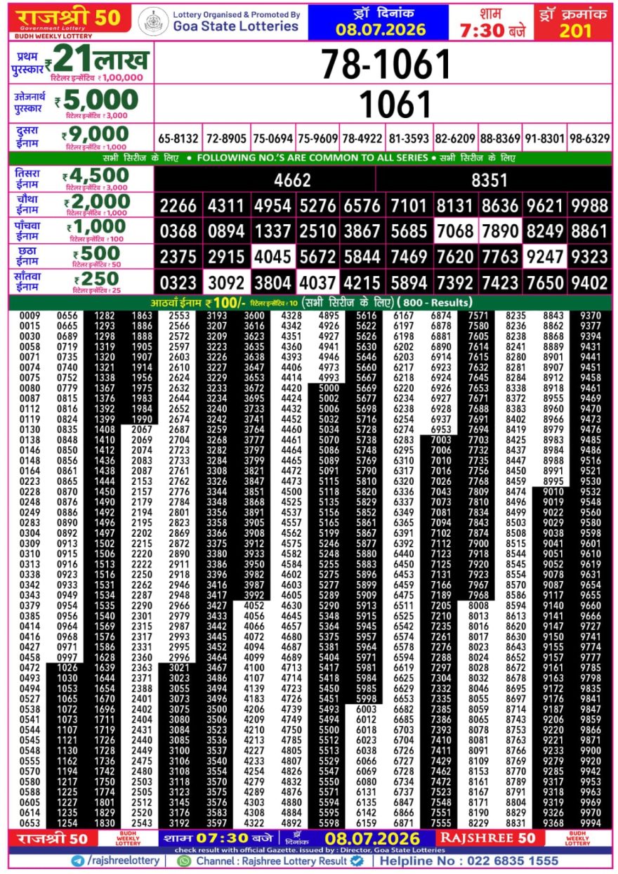 Lottery Result Today 08.07.26
