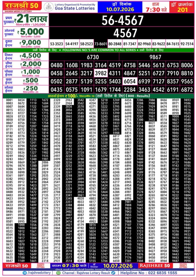 Lottery Result Today 10.07.26
