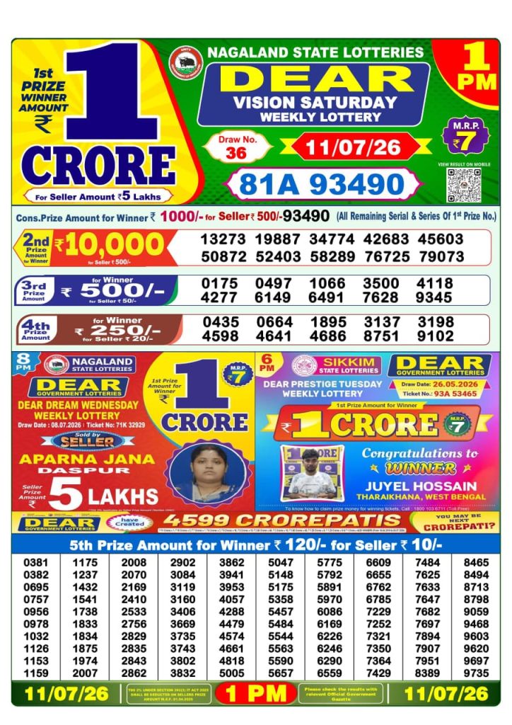 Lottery Result Today 11.07.26