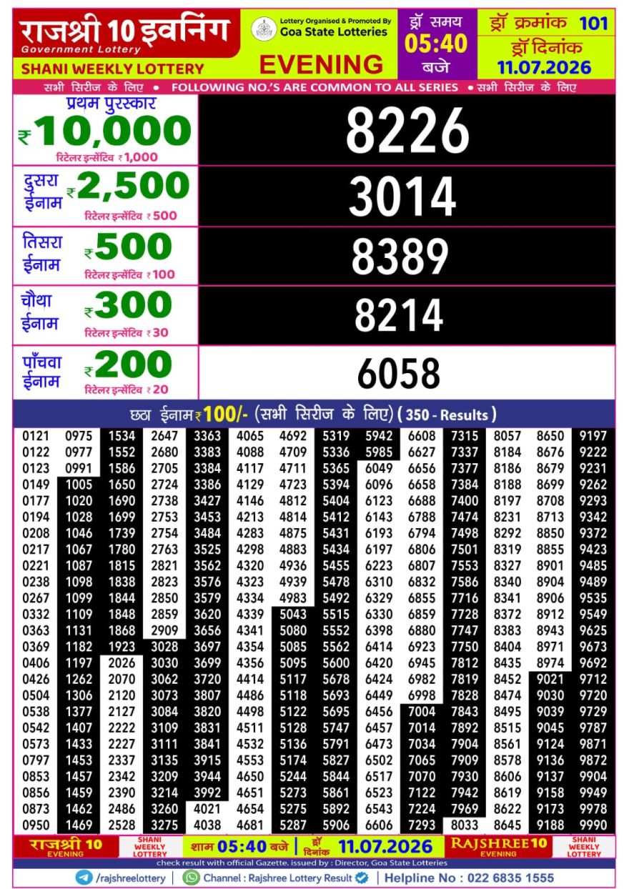 Lottery Result Today 11.07.26
