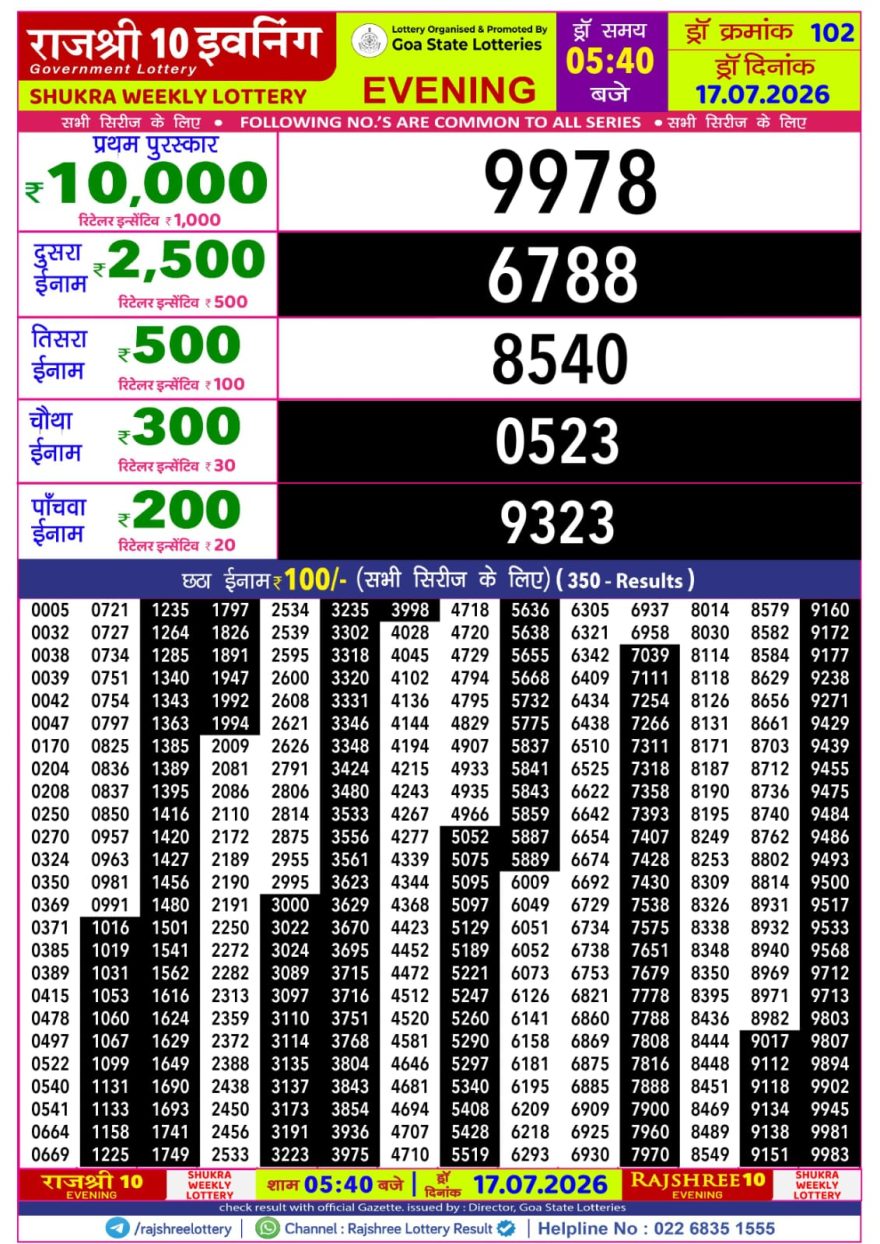 Lottery Result Today 17.07.26