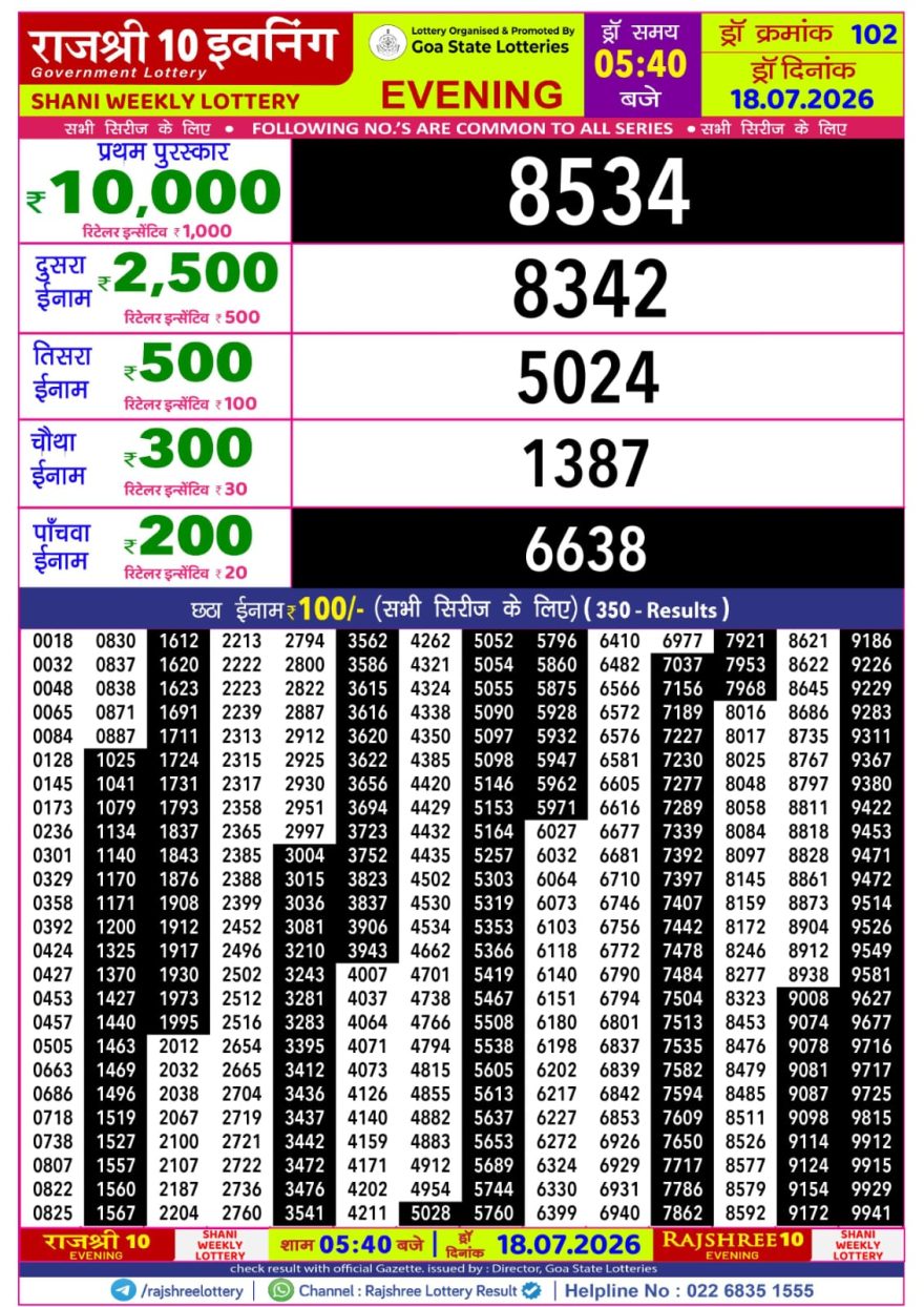 Lottery Result Today 18.07.26