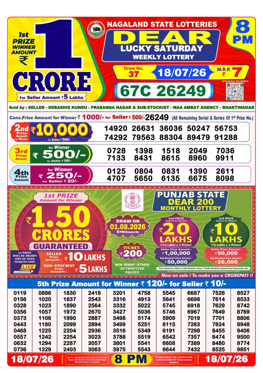 Lottery Result Today 18.07.26