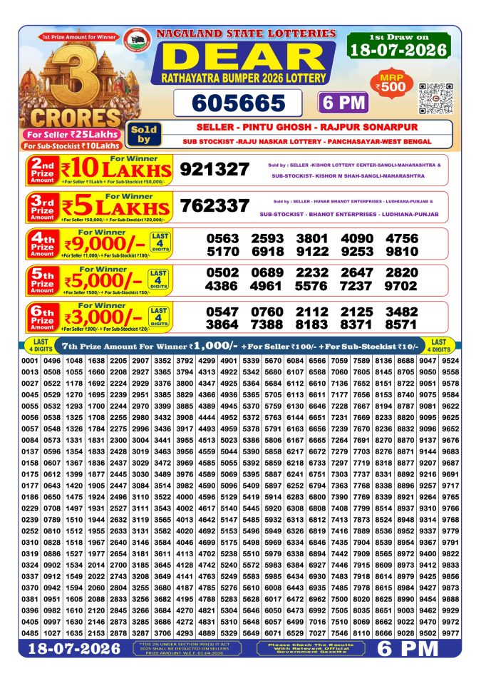 Lottery Result Today 18.07.26