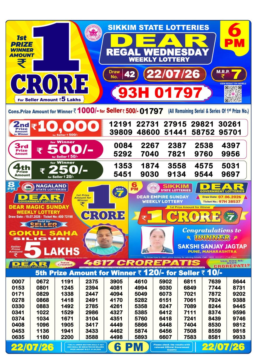 Lottery Result Today 22.07.26