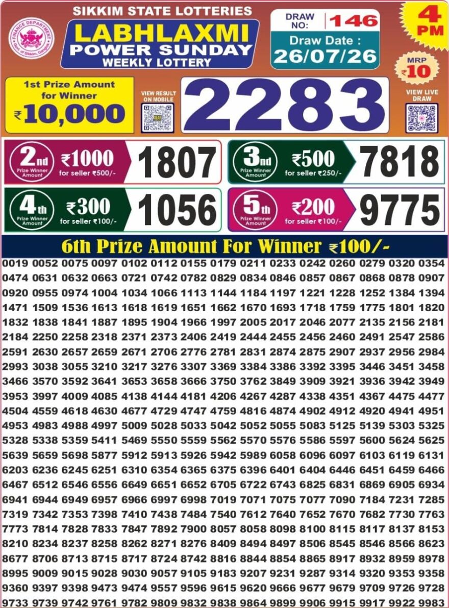 Lottery Result Today 26.07.26