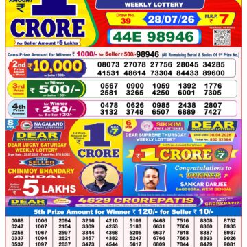 Lottery Result Today 28.07.26