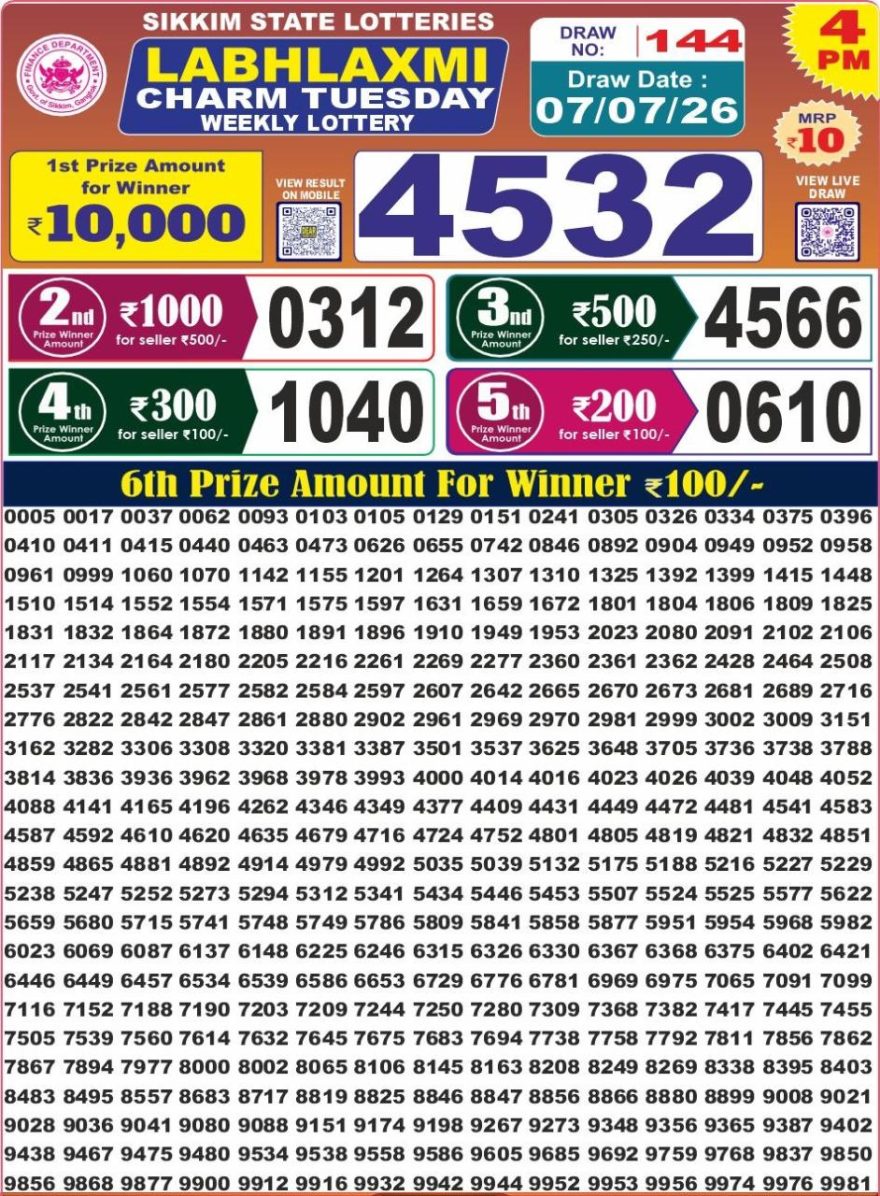 Lottery Result Today 07.07.26