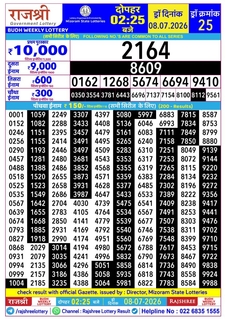 Lottery Result Today 08.07.26