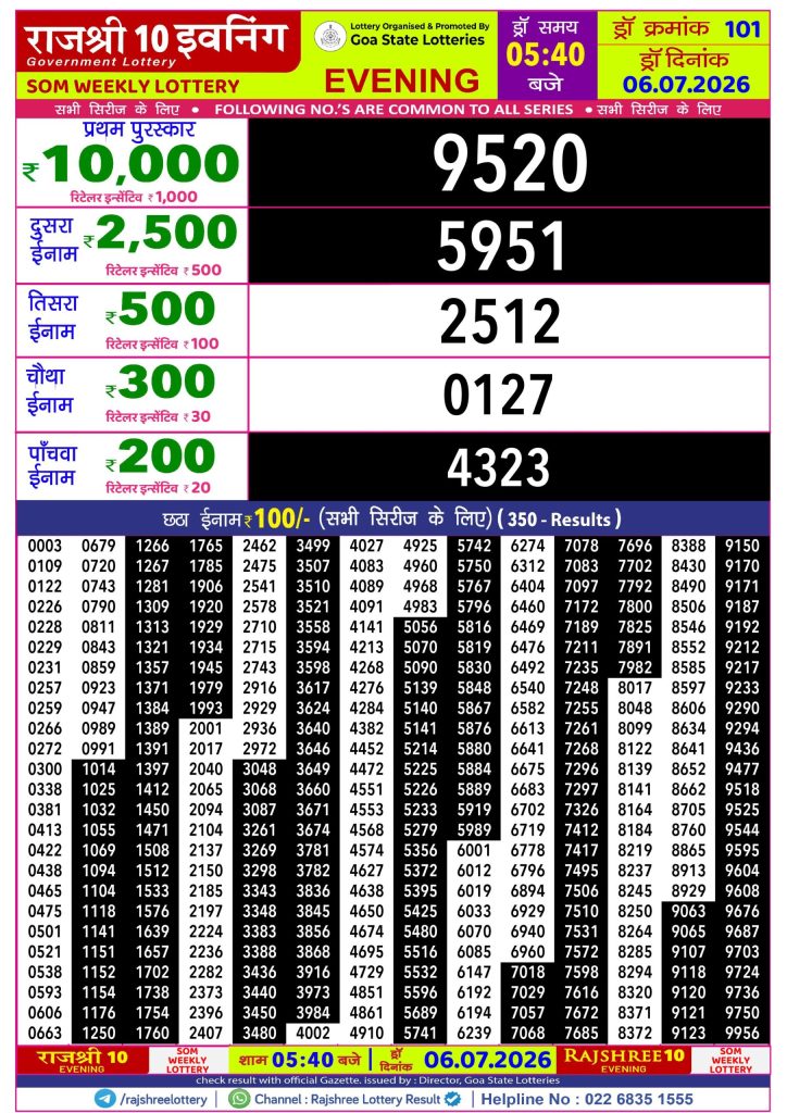 Lottery Result Today 06.07.26