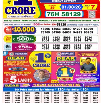 Lottery Result Today 01.08.26