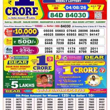 Lottery Result Today 04.08.26