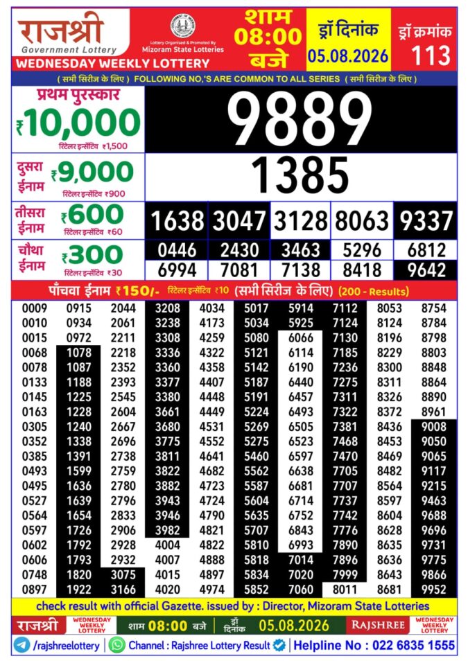 Lottery Result Today 05.08.26