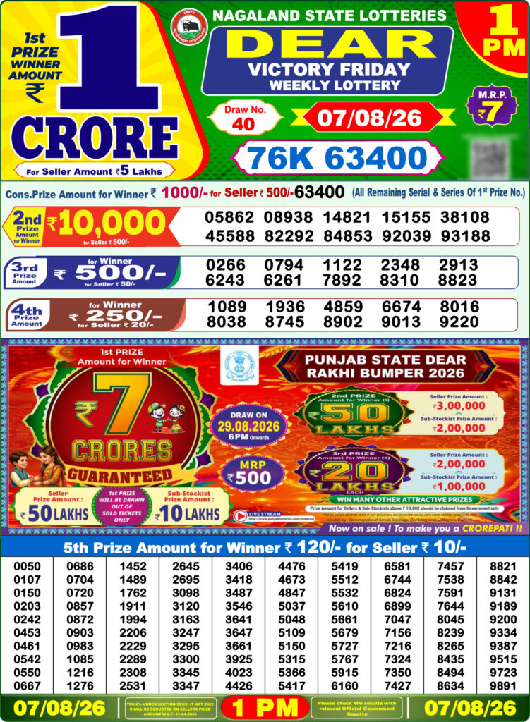 Lottery Result Today 07.08.26