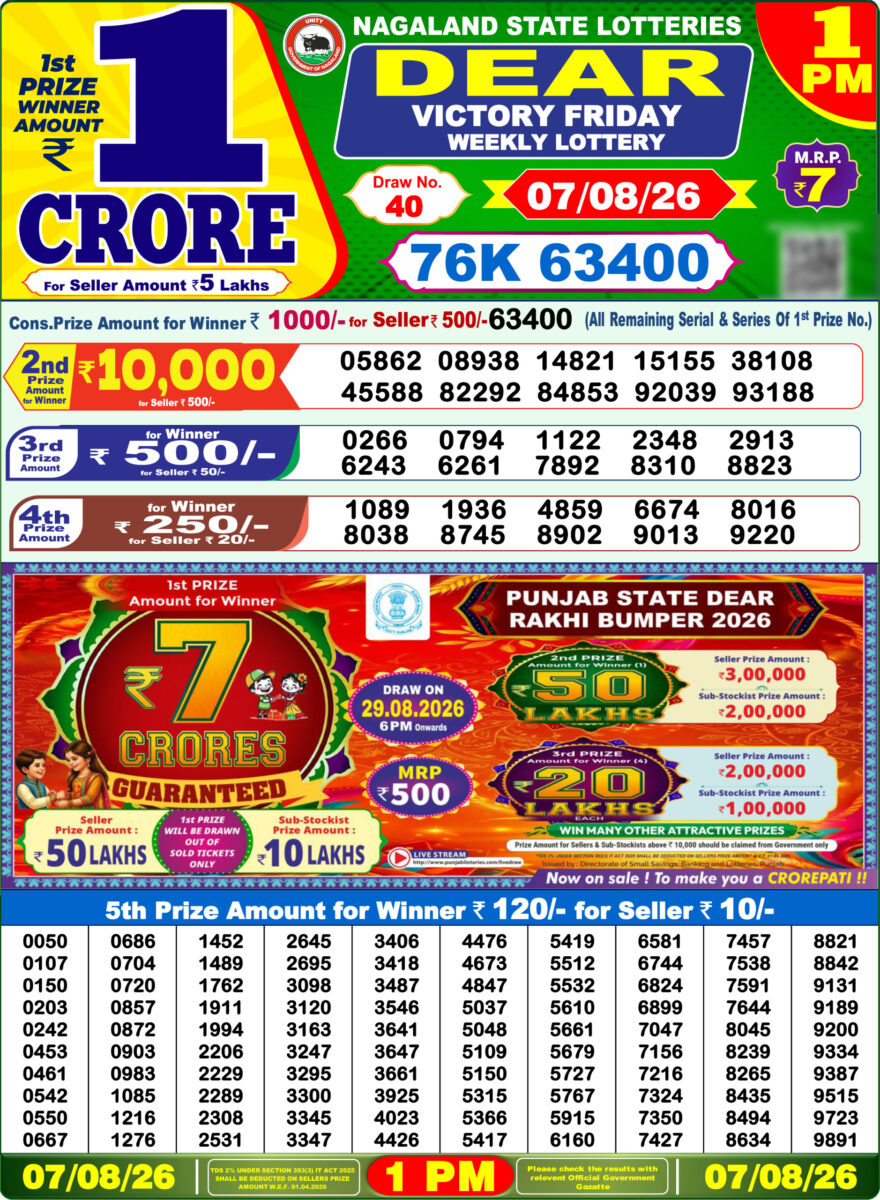 Lottery Result Today 07.08.26