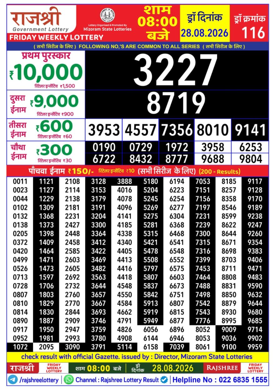 Lottery Result Today 28.08.26