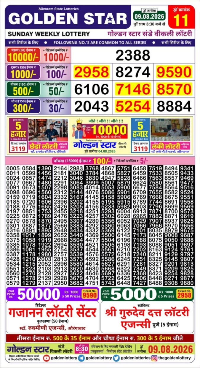 09-08-26 Golden Star Weekly 8:30 PM Result Today Lottery Result Today 09.08.26