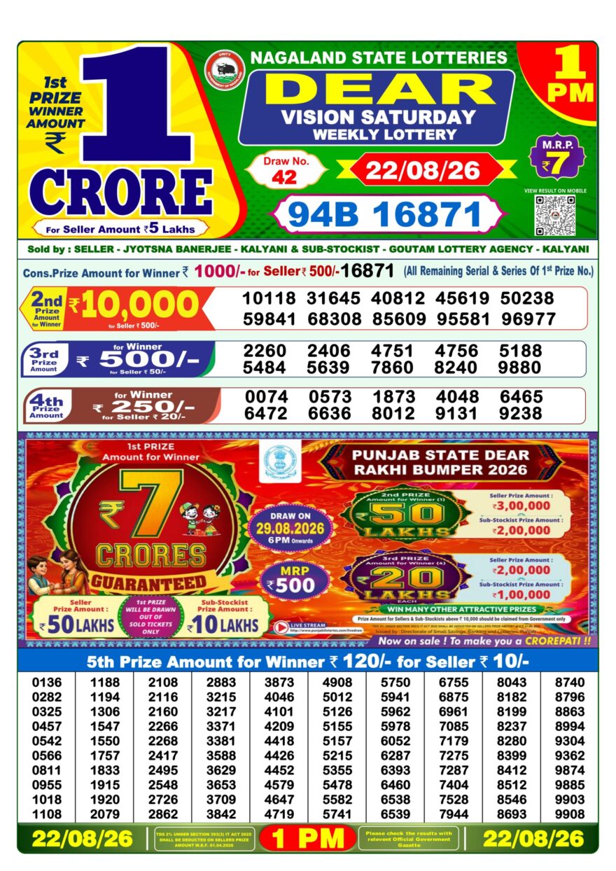 Lottery Result Today 22.08.26