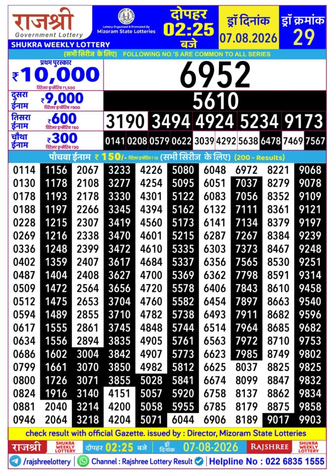 Lottery Result Today 07.08.26