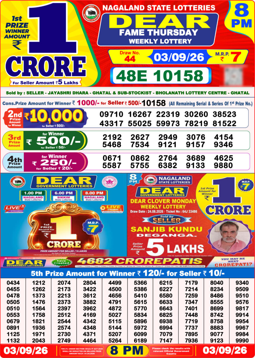 Lottery Result Today 03.09.26