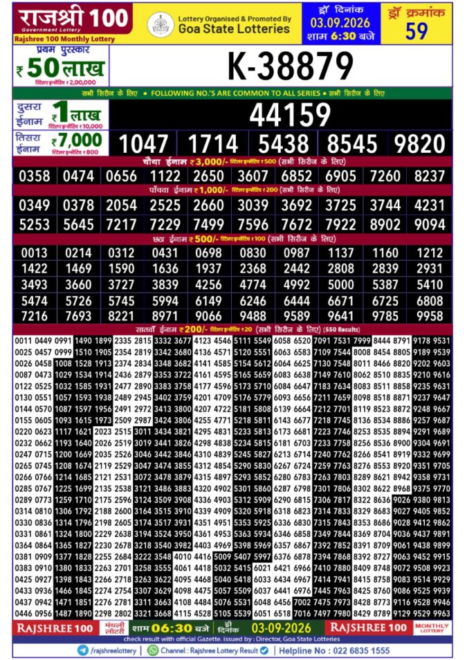 Lottery Result Today 03.09.26