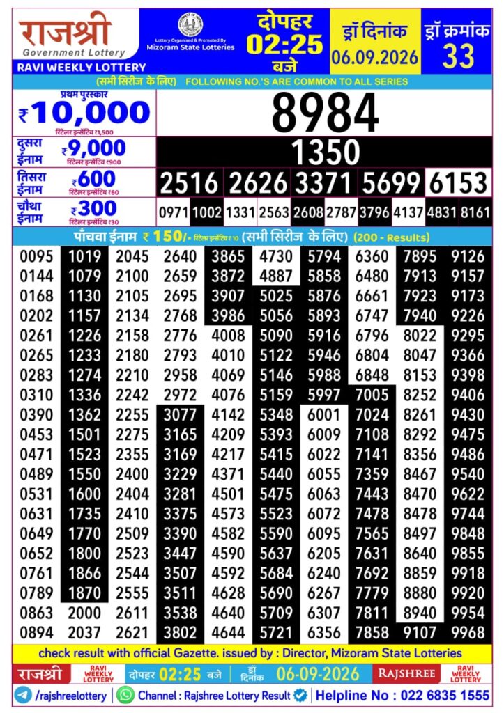 Lottery Result Today 06.09.26