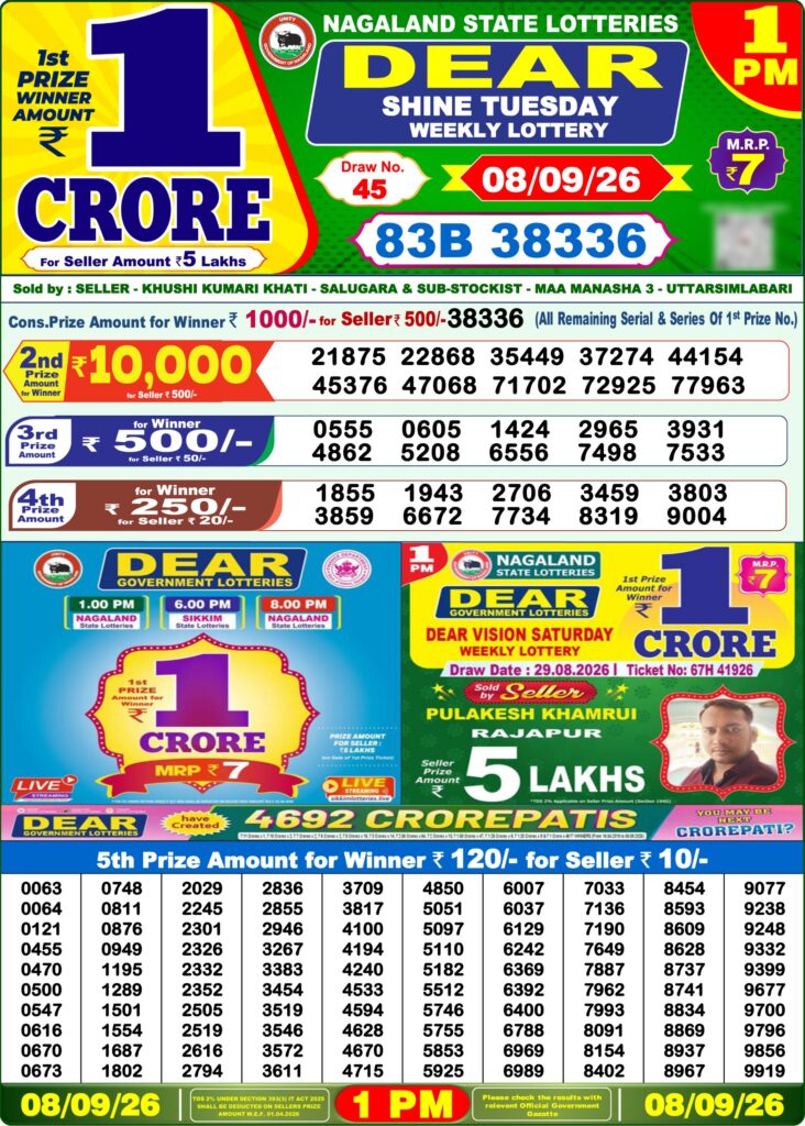 Lottery Result Today 08.09.26