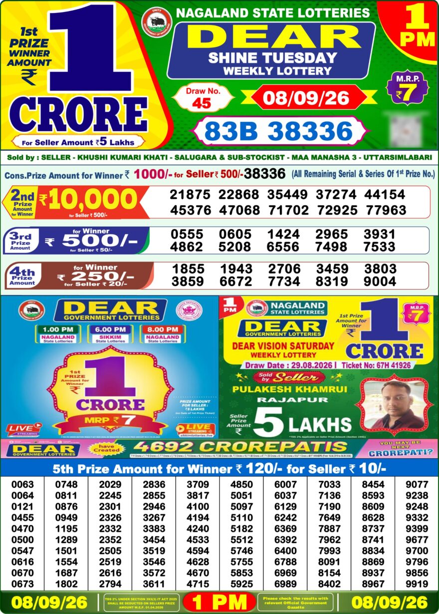 Lottery Result Today 08.09.26