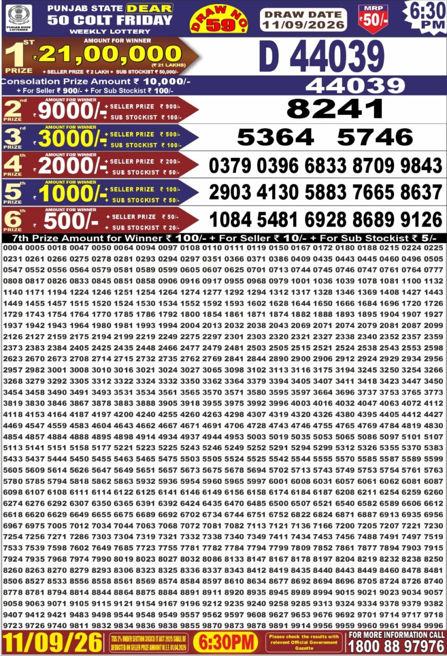 Lottery Result Today 11.09.26