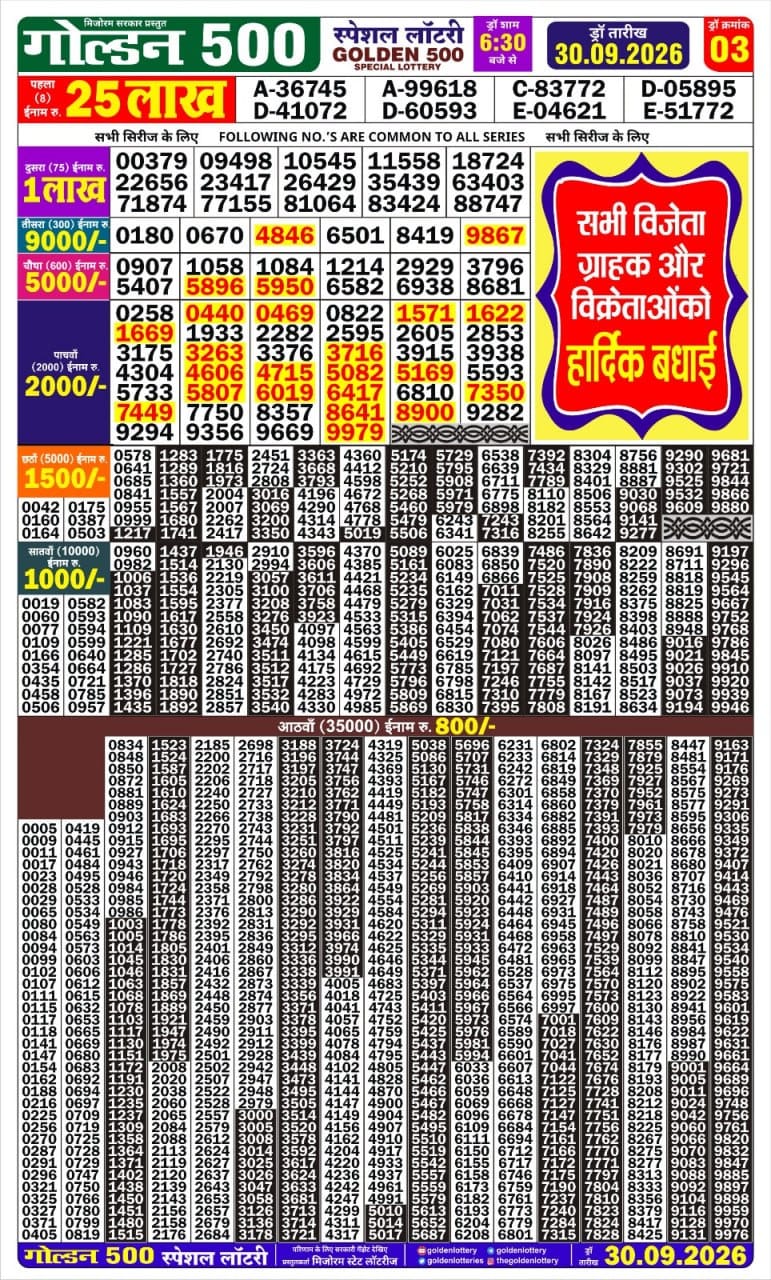Lottery Result Today 30.09.26