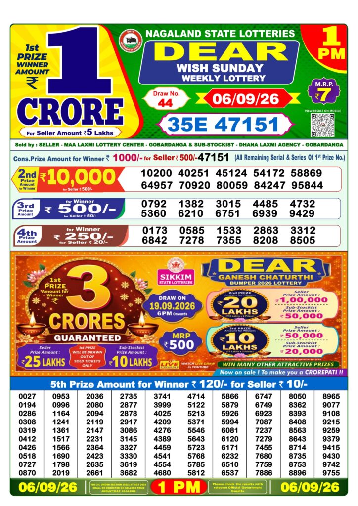 Lottery Result Today 06.09.26