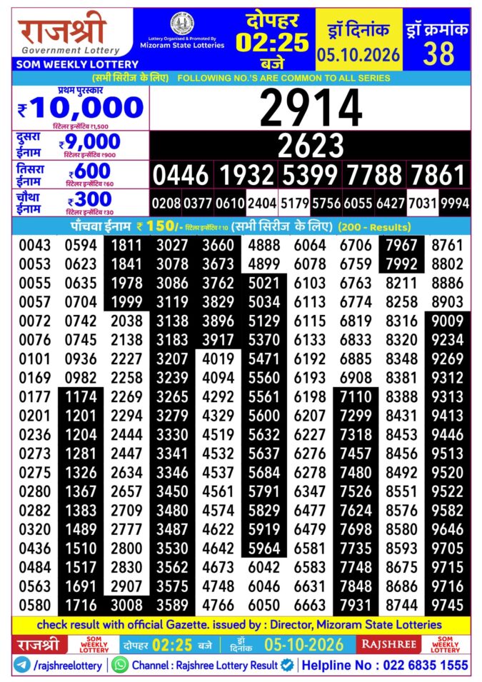 Lottery Result Today 05.10.26