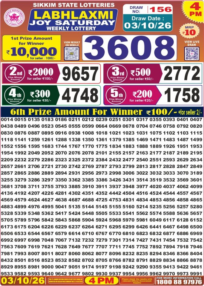 Lottery Result Today 03.10.26