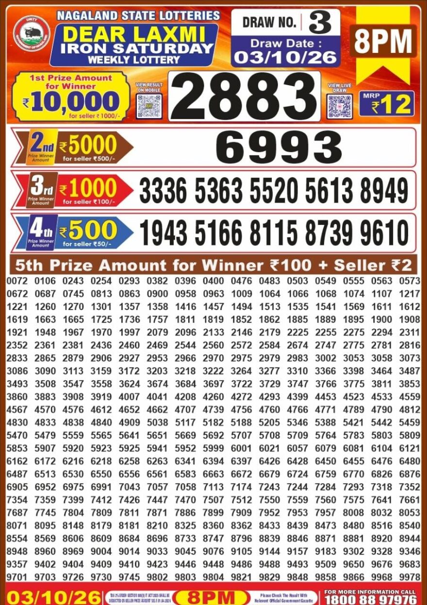 Lottery Result Today 03.10.26