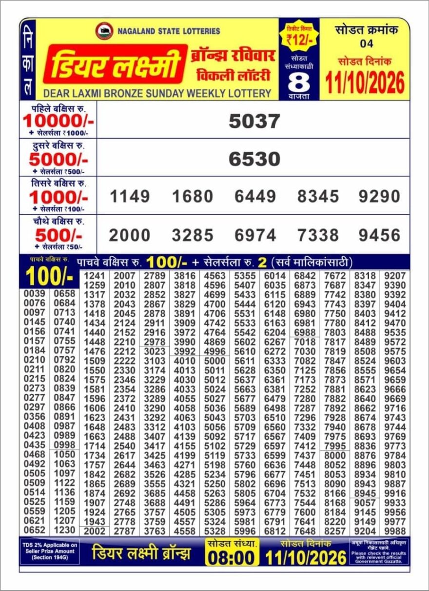 Lottery Result Today 11.10.26
