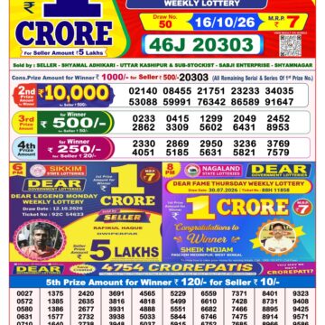 Lottery Result Today 16.10.26